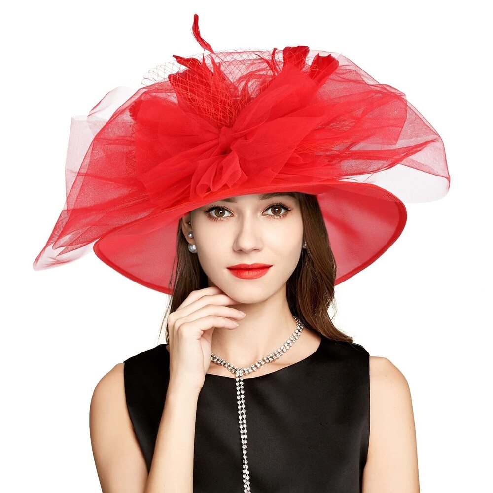 4029 2026 Derby Hats Girls , Organza Church Tea Party Wedding Fascinator